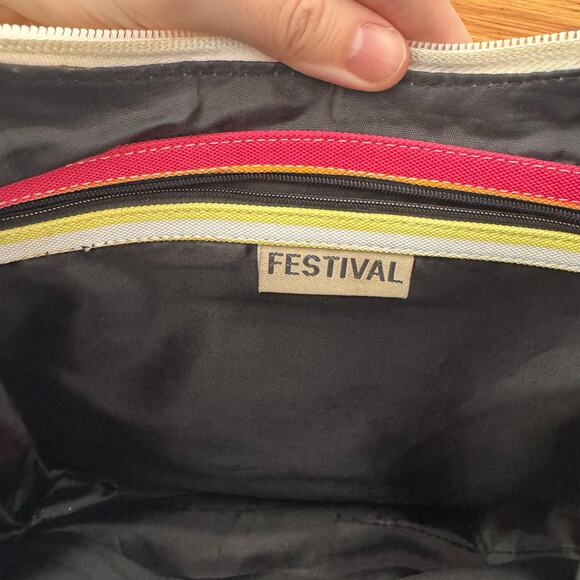 Festival Purse Colorful Colorful Stripe 90s Pockets Concert Travel Shoulder Bag - Picture 6 of 10